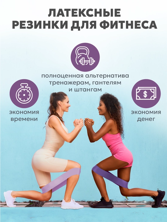 Фитнес резинки, эспандер ленточный для растяжки, йоги и тренировок цветные 5 штук 