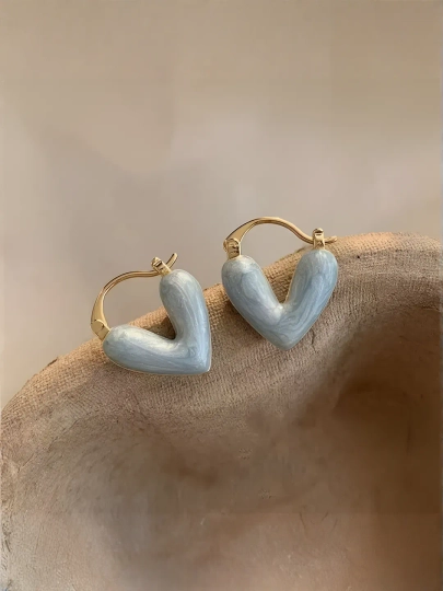Серьги Керамическое Сердце для девушек — ELO-VOLUMET-ГОЛУБ