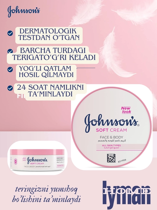 Johnsons 24 soat namlantiruvchi kremi