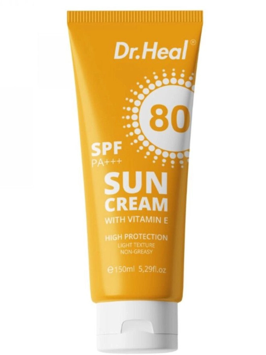 Quyoshdan himoyalovchi Dr. Heal Sun Cream SPF 80 PA+++, E vitamini, kokos moyi, 150 ml