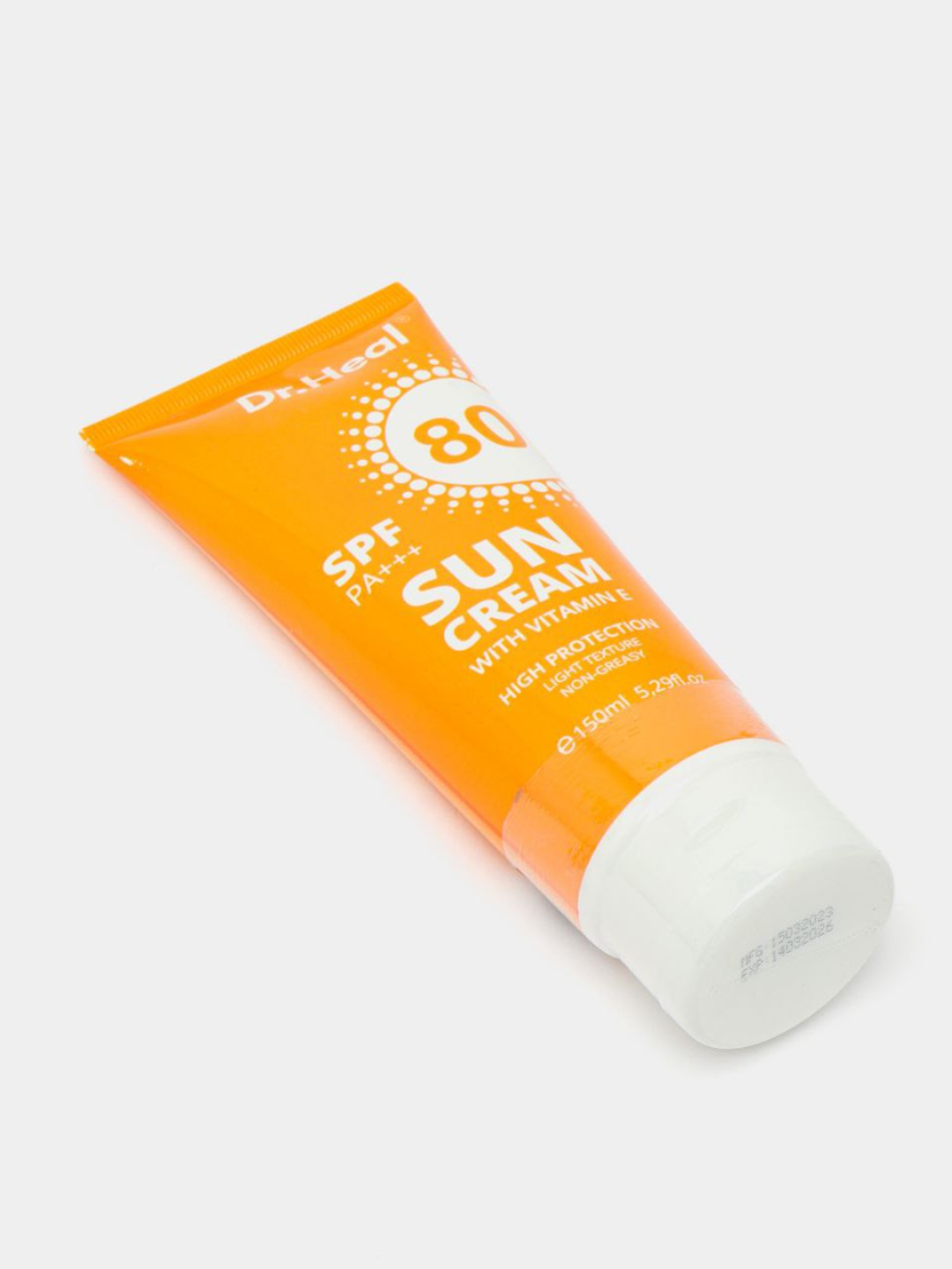 Quyoshdan himoyalovchi Dr. Heal Sun Cream SPF 80 PA+++, E vitamini, kokos moyi, 150 ml - 