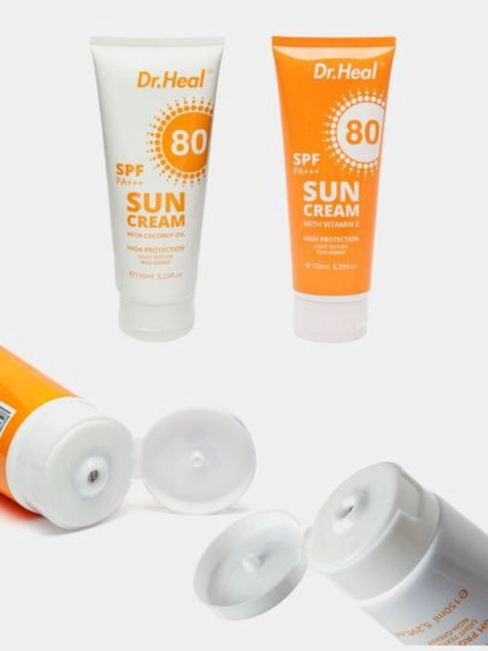 Quyoshdan himoyalovchi Dr. Heal Sun Cream SPF 80 PA+++, E vitamini, kokos moyi, 150 ml