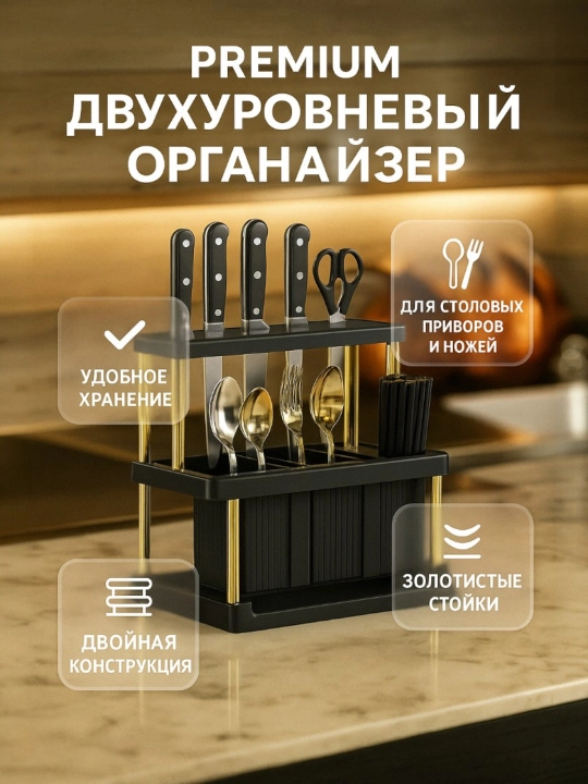 Qoshiq, vilka va pichoqlar uchun lotok, oshxona anjomlari uchun quritgich, taglik, organayzer - 