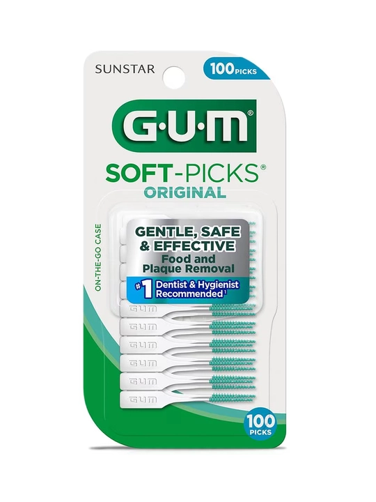 Gum Soft picks qutisi bilan to‘g‘ri tish tozalagichlar, 100 dona