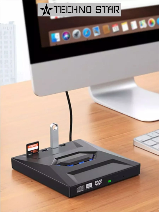 Tashqi optik DVD ROM qurilma, Usb va Type-C, Usb hub, Micro SD va SD card reader