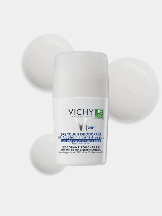 Дезодорант гипоаллергенный, VICHY Dry Touch - Roll-On, 24 часа, 50 мл
