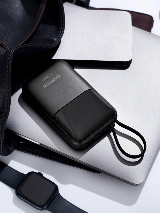 CANYON power bank 10000 OnPower 101, zaryadlash indikatori bilan, o‘rnatilgan kabel bilan