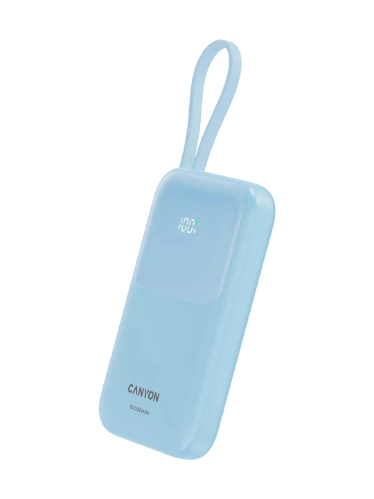CANYON power bank 10000 OnPower 101, zaryadlash indikatori bilan, o‘rnatilgan kabel bilan