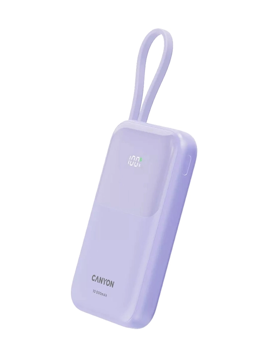 CANYON power bank 10000 OnPower 101, zaryadlash indikatori bilan, o‘rnatilgan kabel bilan