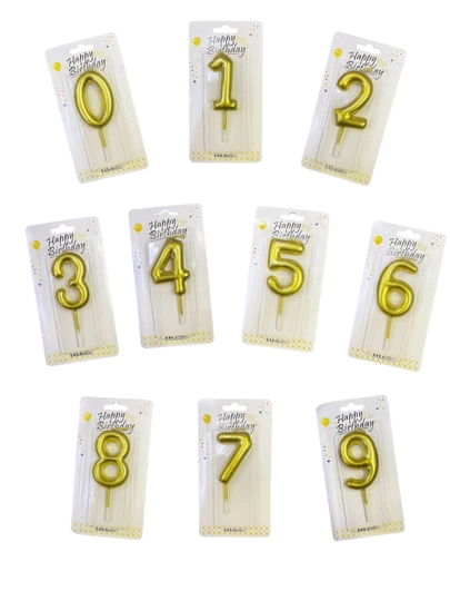 Свечи-цифры для праздничного торта, золотой цвет 0, 1, 2, 3, 4, 5, 6, 7, 8, 9