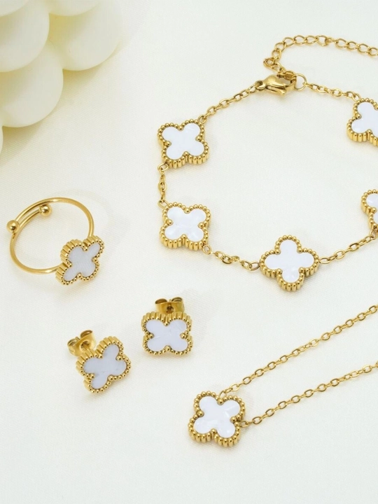 VAN CLEEF Набор бижутерий, кольцо, серьги, цепочка, браслет