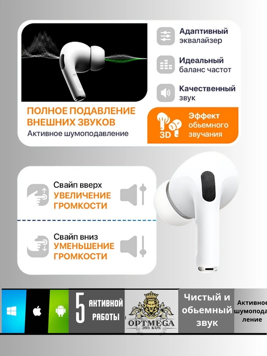 Simsiz Bluetooth quloqchin Pods Pro 2, sensorli, TWS, iPhone va Android uchun