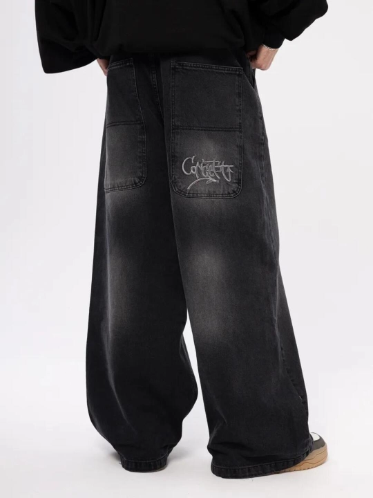Keng jinsi, ayollar, baggi, qora baggy jeans y2k, paxta