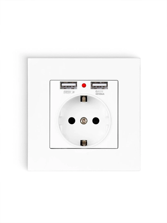 USB va Type-C 20W tez quvvatlovchi rozetka, 2 ta port: USB-A + Type-C, USB-A + USB-A