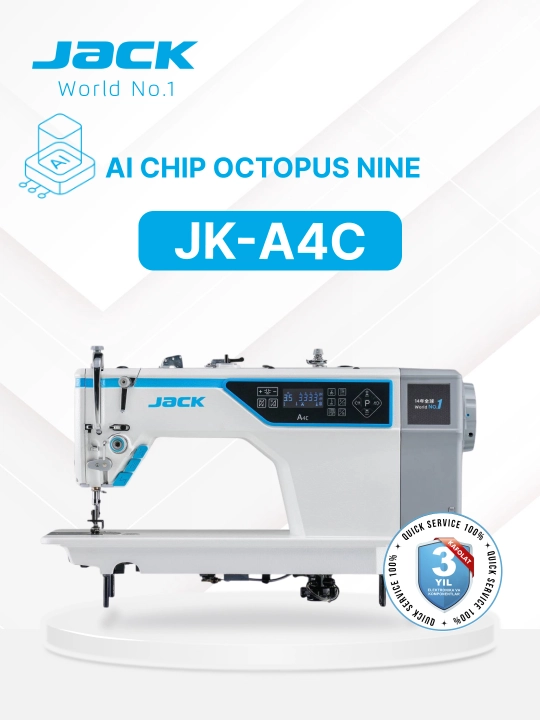 Jack JK-A4C-C sanoat tikuv mashinasi, avtomat ip kesish, Direct Drive, LED, stol, 5 000 st - 
