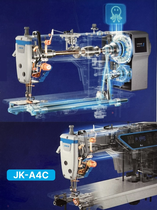 Jack JK-A4C-C sanoat tikuv mashinasi, avtomat ip kesish, Direct Drive, LED, stol, 5 000 st