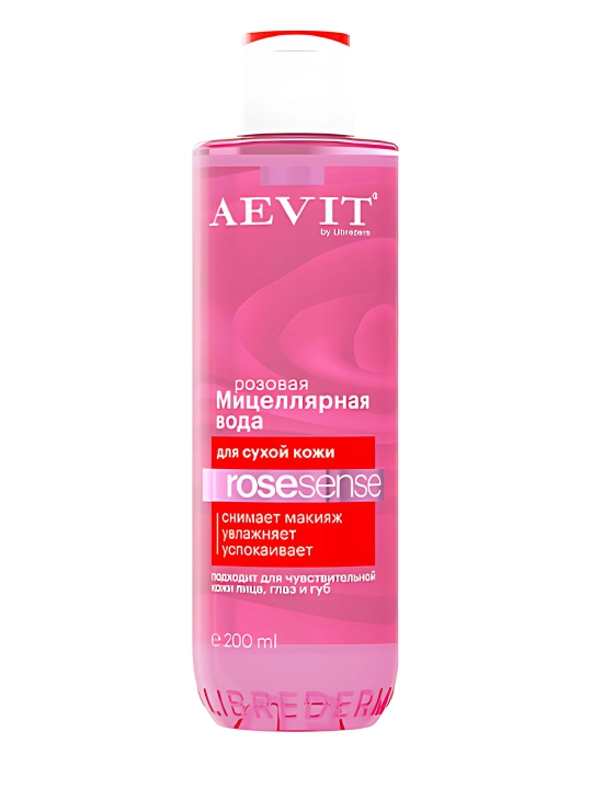 AEVIT BY LIBREDERM мицеллярная вода розовая ROSESENSE для тусклой и сухой кожи 200 мл - 