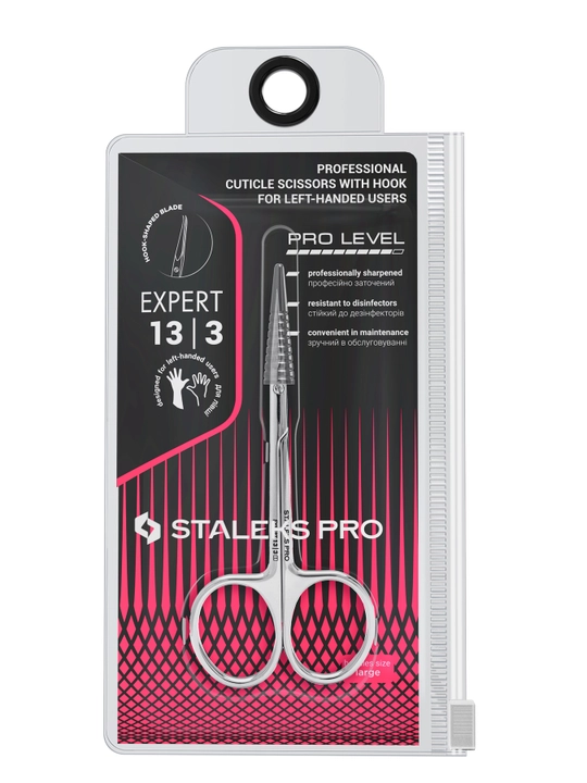 STALEKS LEFTY Expert 13 TYPE 3 uchun kesikula ilgagi bilan professional qaychi