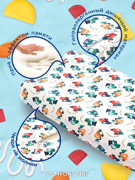 Bolalar ortopedik uyqu yostigi, Memory Foam xotira effektiga ega toldiruvchi - 