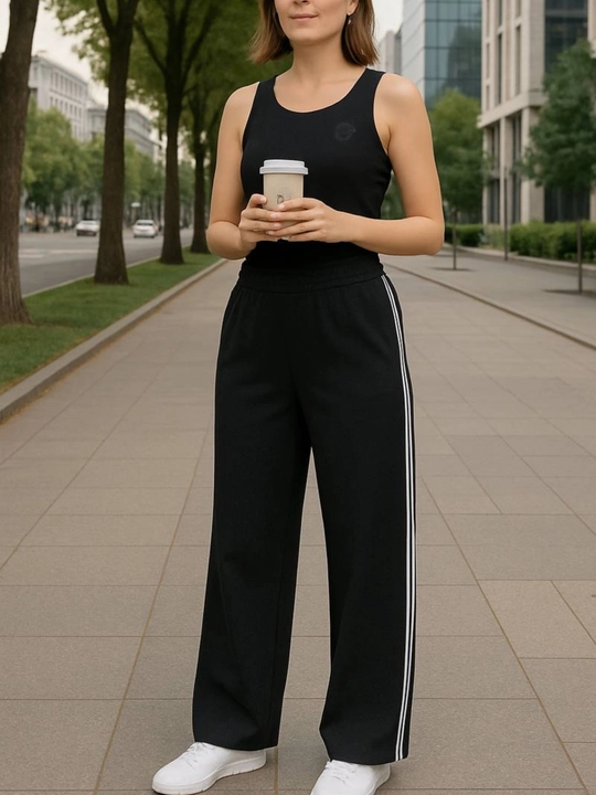 Женские широкие трико с лампасами — стиль casual - 