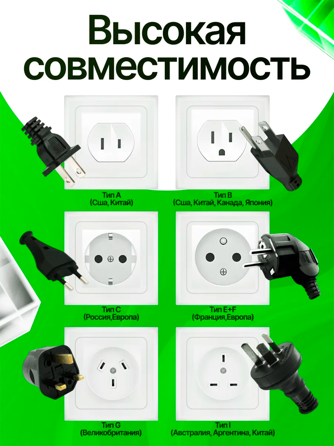 Merkan Universal adapter, evro va o'zb rozetka uchun, Merkan KT168, terminator, 16 A