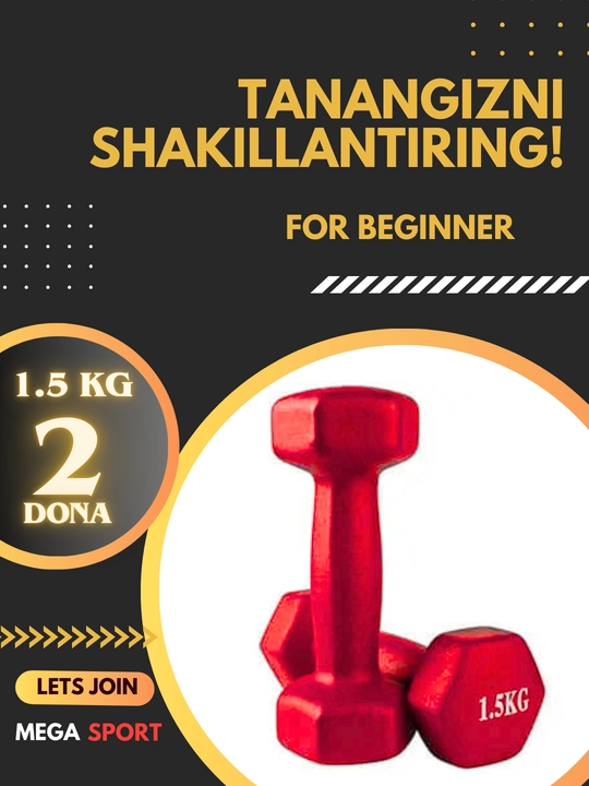 Vinil gantellar 0.5 kg dan 4 kg gacha, to'plamda 2 dona