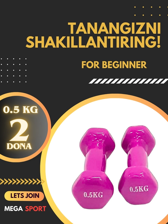 Vinil gantellar 0.5 kg dan 4 kg gacha, to'plamda 2 dona