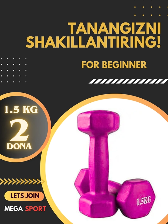 Vinil gantellar 0.5 kg dan 4 kg gacha, to'plamda 2 dona