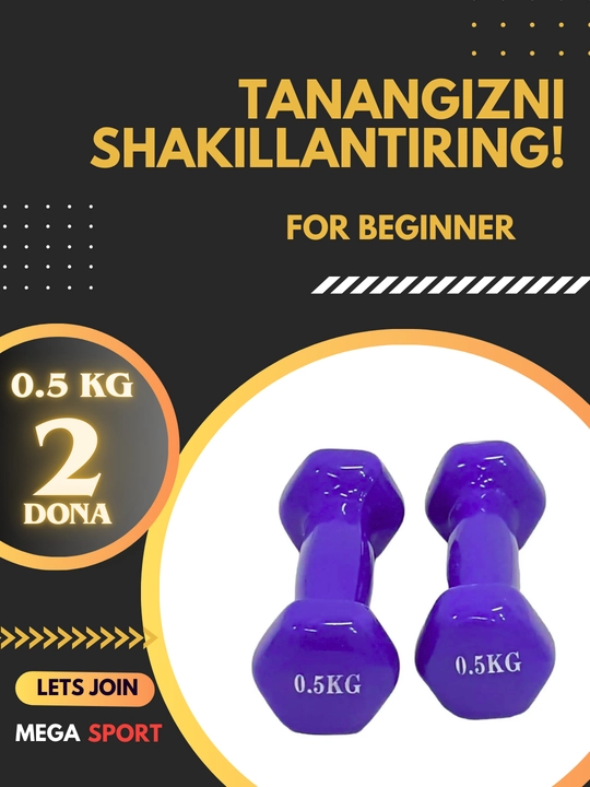 Vinil gantellar 0.5 kg dan 4 kg gacha, to'plamda 2 dona