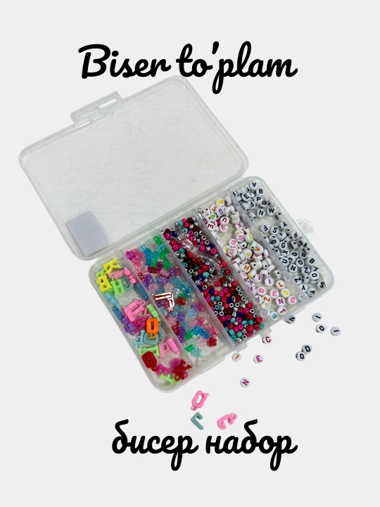 Qizlar ijodi uchun biser, munchoqlar, bilaguzuklar va breloklar to'qish uchun to'plam - 