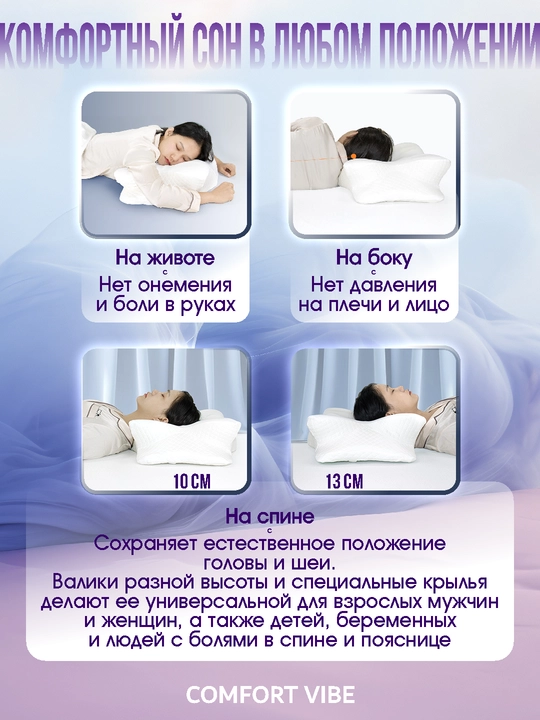 Ortopedik ko'pikli uyqu yostig'i, anatomik, bo'yin uchun ComfortOrthoLine