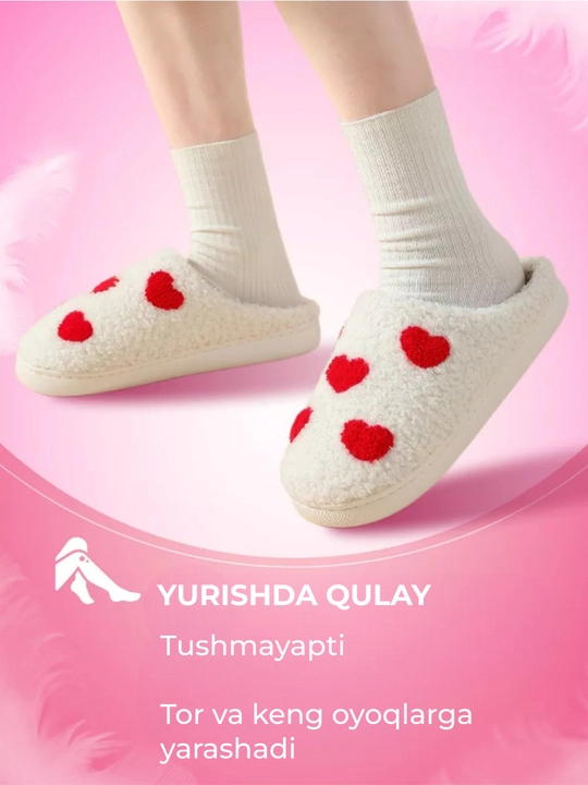 Ayollar uchun uy shippaklari, yopiq, sirpanmaydigan tagliklari bilan