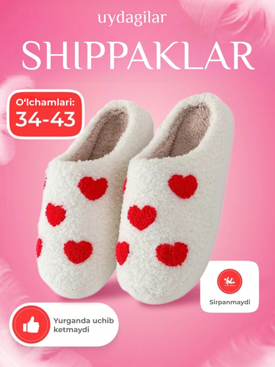 Ayollar uchun uy shippaklari, yopiq, sirpanmaydigan tagliklari bilan