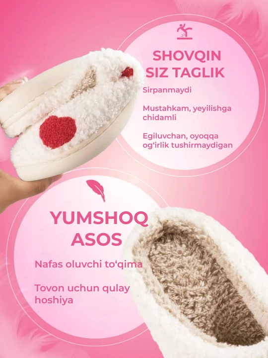 Ayollar uchun uy shippaklari, yopiq, sirpanmaydigan tagliklari bilan