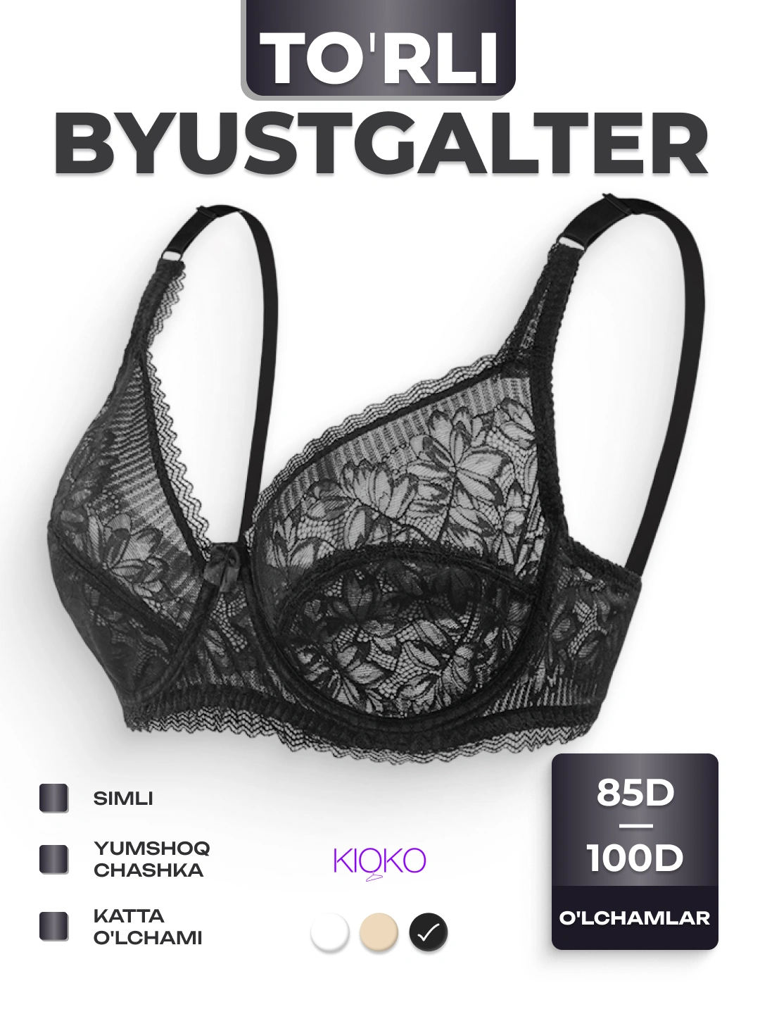 Ayollar uchun torli byustgalteri Kioko, torli kostochkali lifchik. Ayollar ichki kiyimi