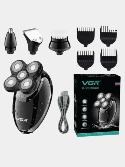 Портативная бритва VGR, для удаления волос и бороды — QULAYBA-VGR3-ХРОМ