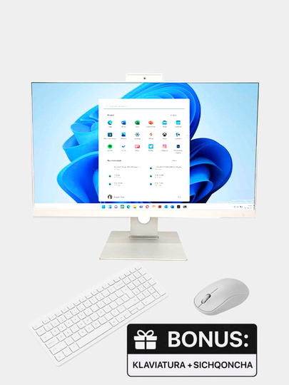 Monoblok 24" H610, i3/i5 12-avlod, SSD 128-1024GB, DDR4 8/16GB, klaviatura + mishka sovg'a