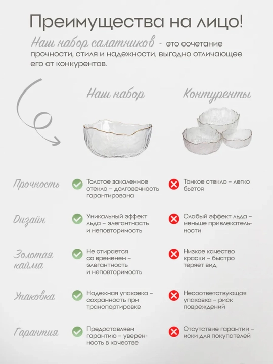 Набор стеклянных салатников