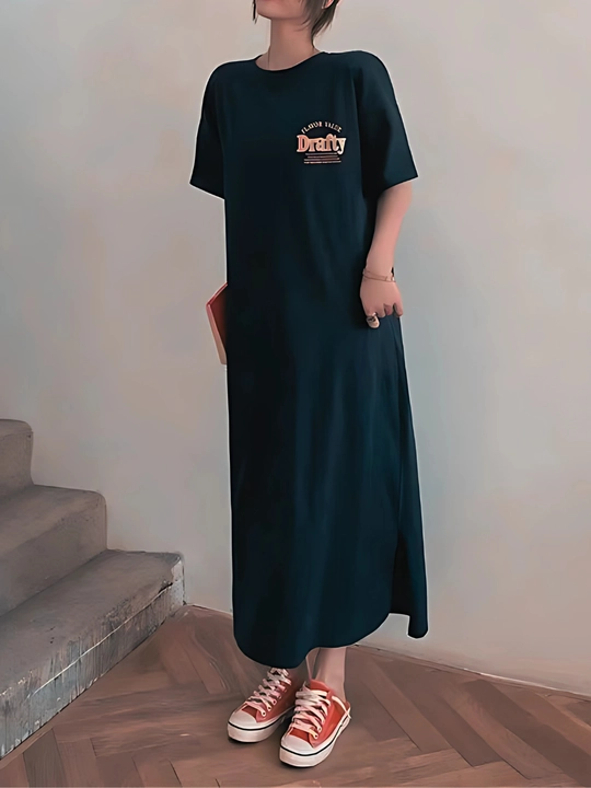 Платье футболка с принтом, для дома, повседневное — EllyFashion