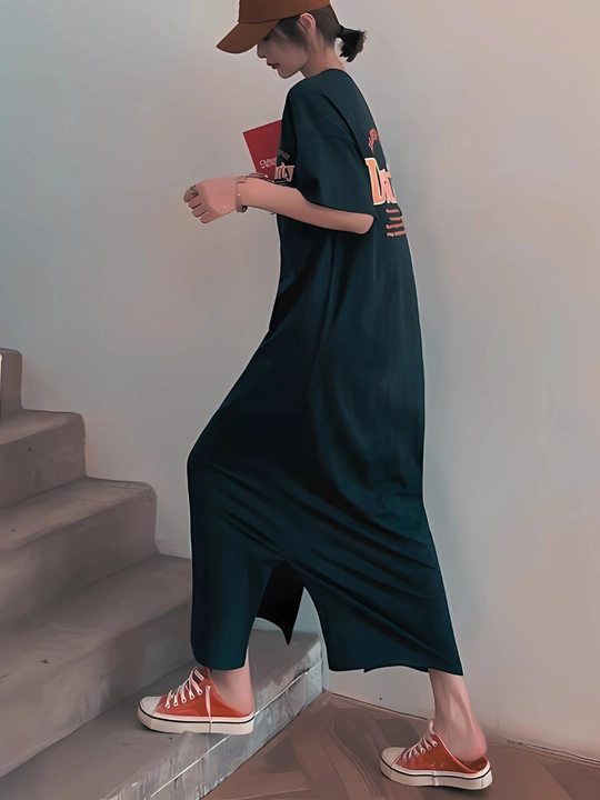 Платье футболка с принтом, для дома, повседневное — EllyFashion