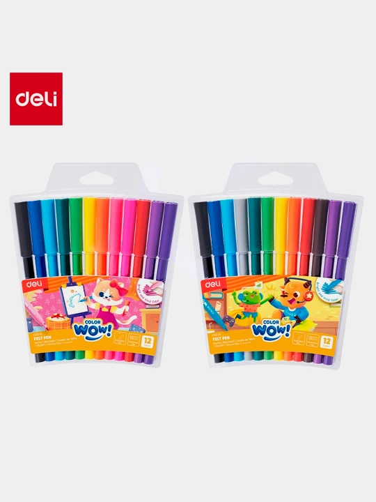 Yuviladigan COLORWOW flomasteri! 12-rangli, Deli EC165-12 - 