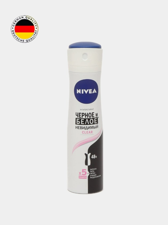 Дезодорант-спрей для женщин Nivea Clear, невидимый для черного и белого, 150 мл