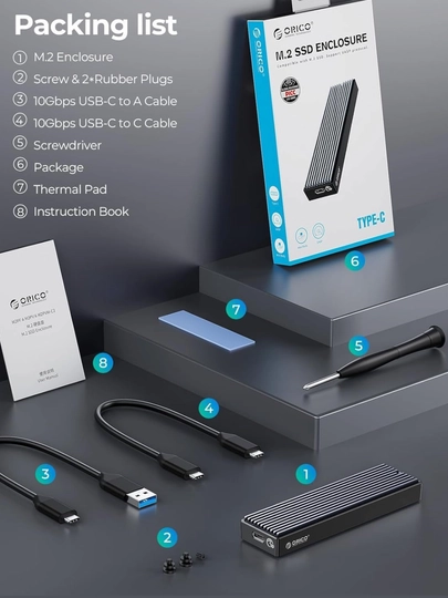 Keys ORICO M2SSD Case NVMe USB Type C 10 Gbps, qattiq disk