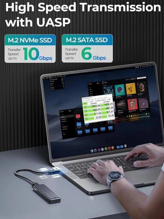 Keys ORICO M2SSD Case NVMe USB Type C 10 Gbps, qattiq disk
