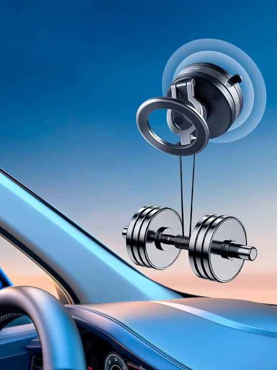Metall MagSafe magnit holder — vakuumli telefon ushlagichi, 360°, авто va ofis uchun