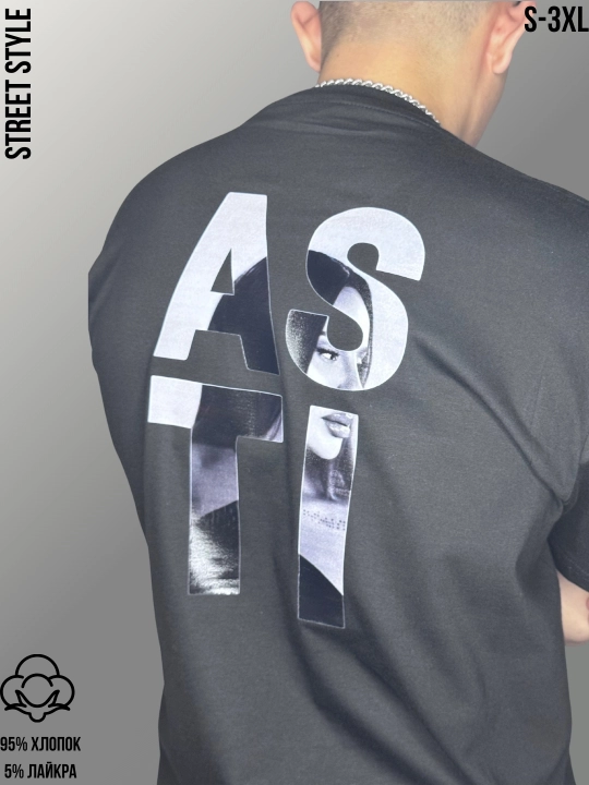 Asosiy futbolka print bilan, 160 gr paxta, nafas olish qobiliyatiga ega