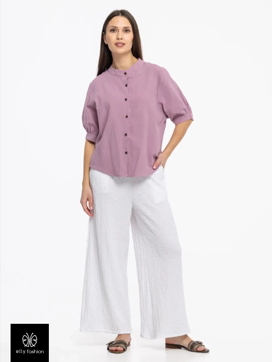 Рубашка женская, блузка из хлопка, однотонная  — EllyFashion