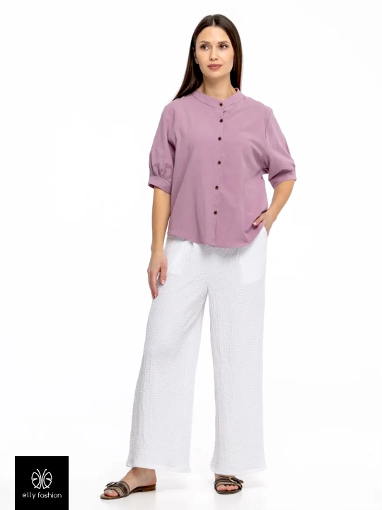 Рубашка женская, блузка из хлопка, однотонная  — EllyFashion
