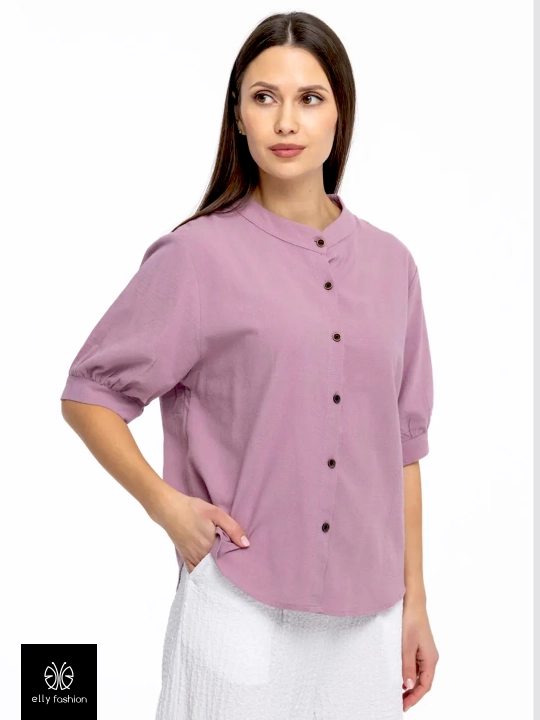 Рубашка женская, блузка из хлопка, однотонная  — EllyFashion