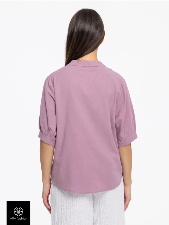 Рубашка женская, блузка из хлопка, однотонная  — EllyFashion